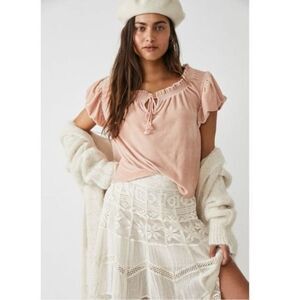 New Free People Terese Velour Crop Top in Pink Size S